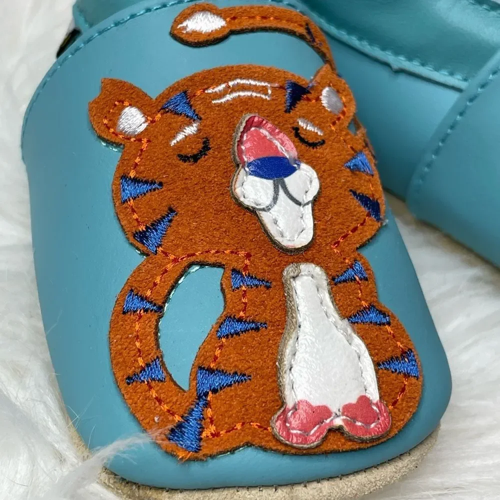 Baby leather slippers - Tiger - * Soft sole leather shoes for Infants
